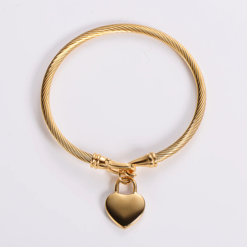 18K Gold Plated Stainless Steel Heart Bracelet